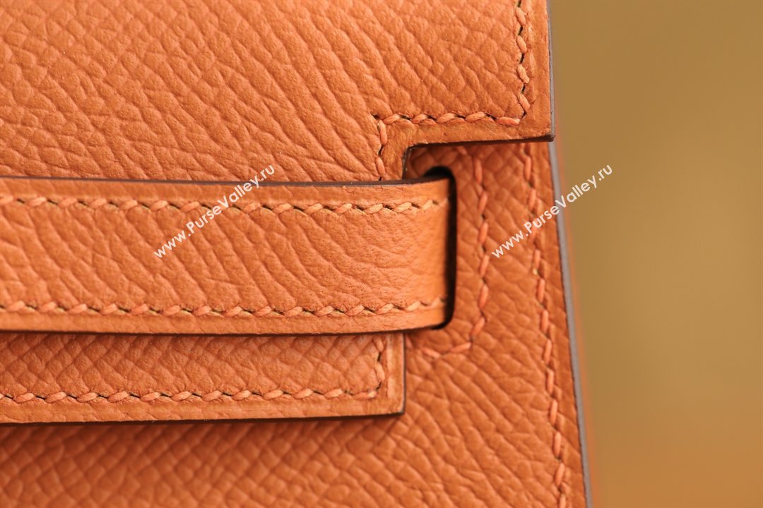 Hermes Mini Kelly II Handbag in Original Epsom Leather Classic Orange/Gold (Full Handmade) (AYA-25081819)