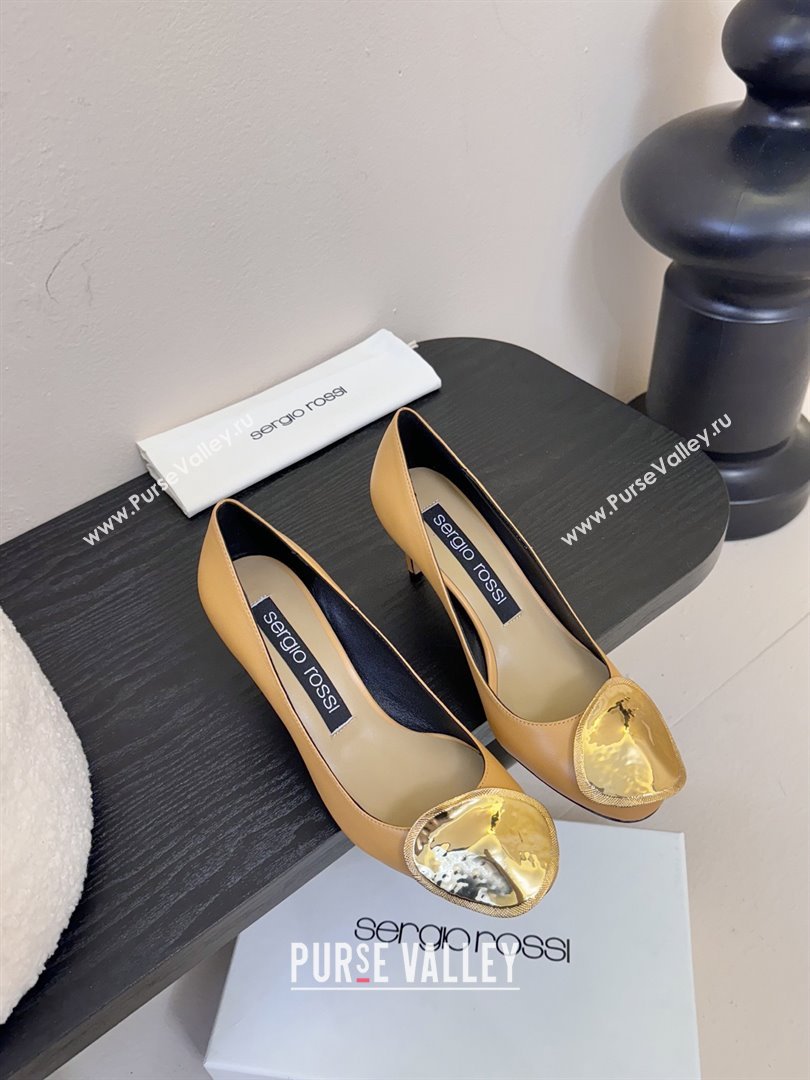 Sergio Rossi Lambskin Pumps 7.5cm Heel Beige 2025 (MD-25082002)