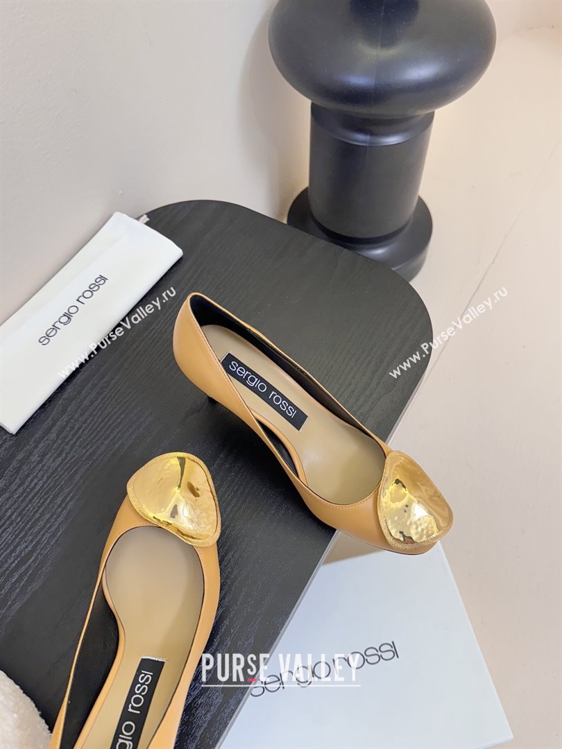 Sergio Rossi Lambskin Pumps 7.5cm Heel Beige 2025 (MD-25082002)