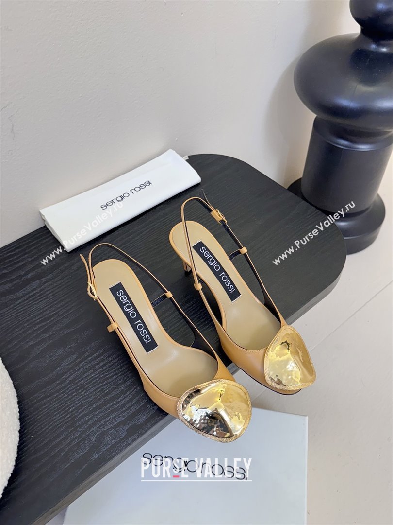 Sergio Rossi Lambskin Slingbacks Pumps 7.5cm Heel Beige 2025 (MD-25082005)