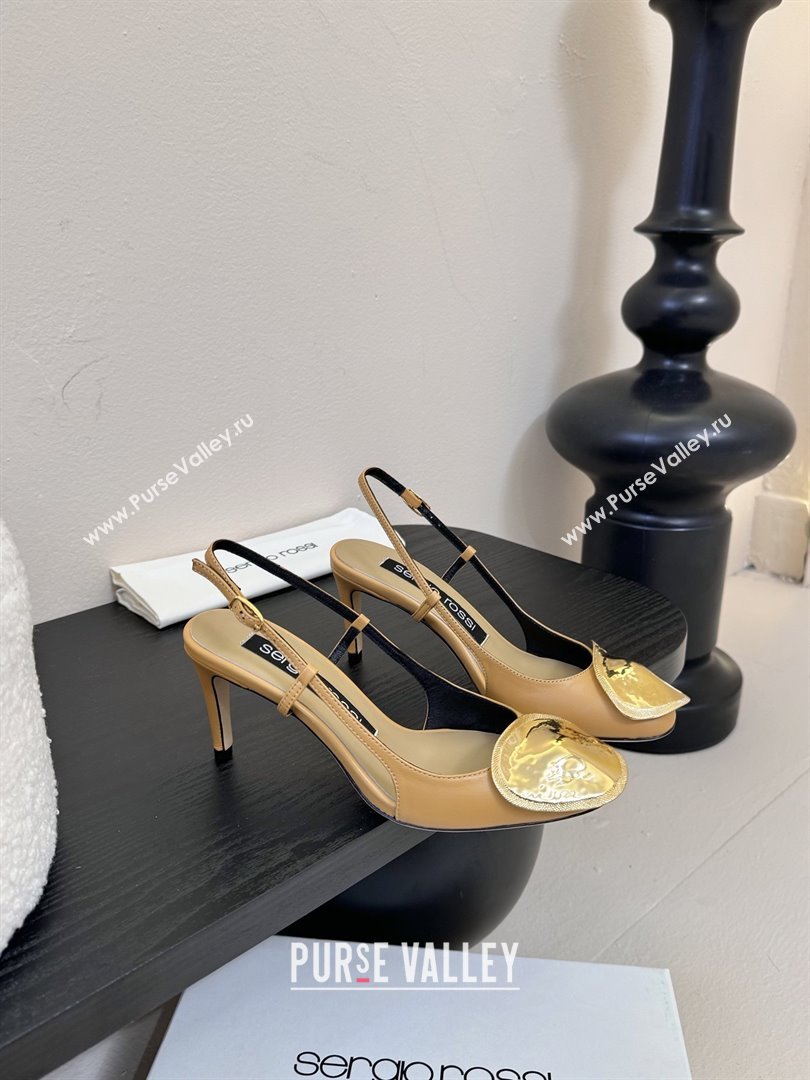 Sergio Rossi Lambskin Slingbacks Pumps 7.5cm Heel Beige 2025 (MD-25082005)