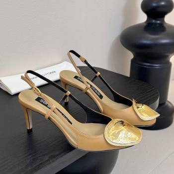 Sergio Rossi Lambskin Slingbacks Pumps 7.5cm Heel Beige 2025 (MD-25082005)