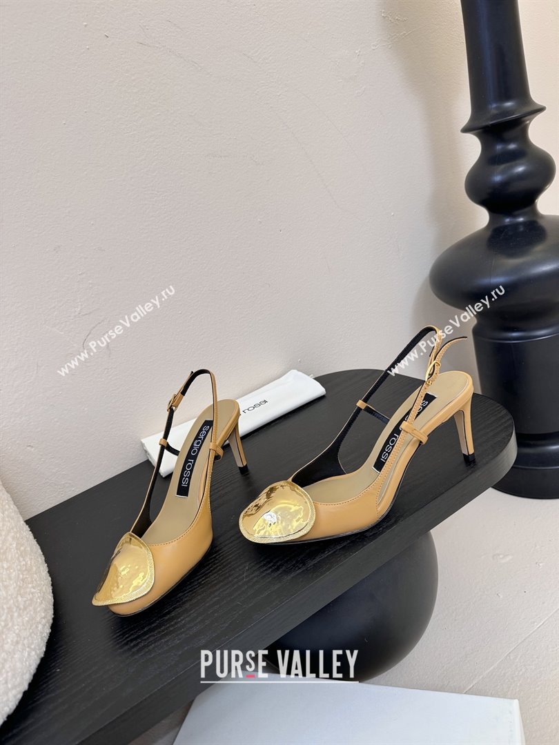 Sergio Rossi Lambskin Slingbacks Pumps 7.5cm Heel Beige 2025 (MD-25082005)