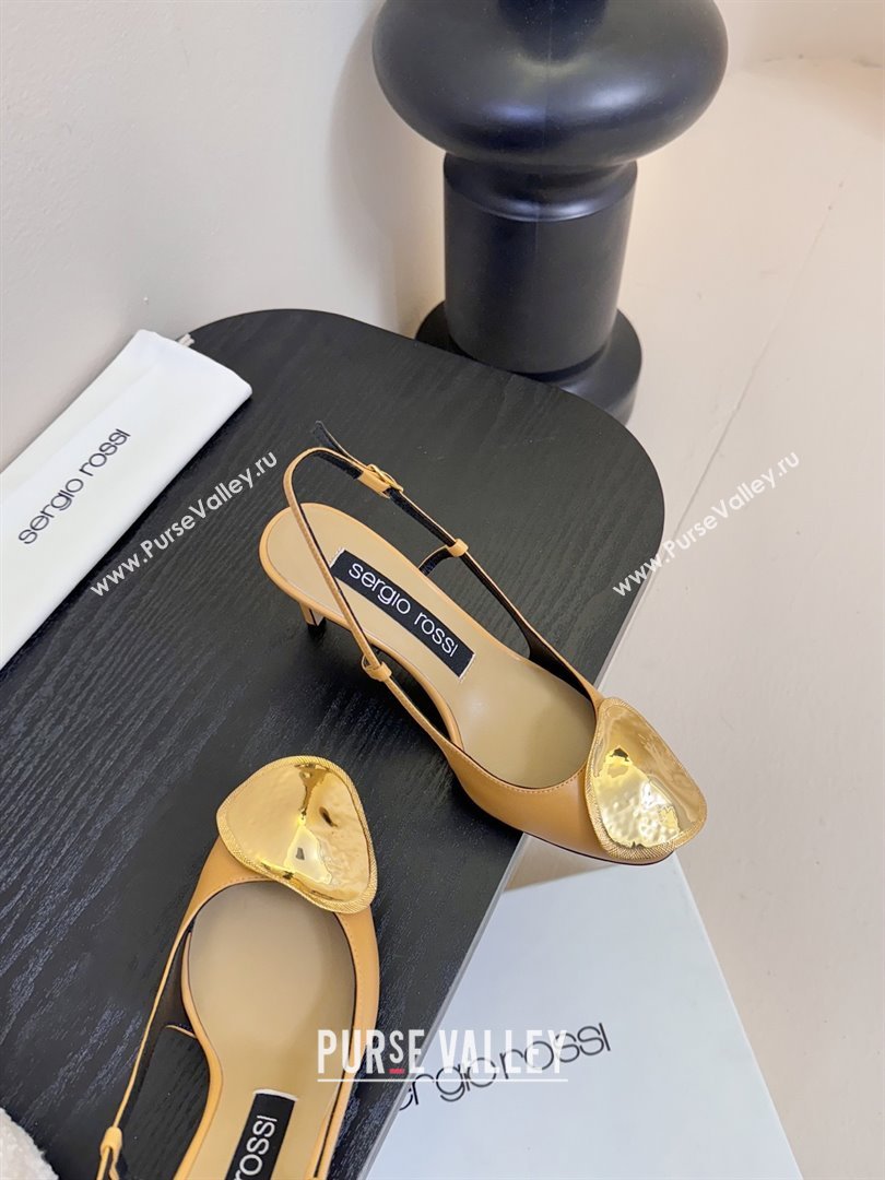 Sergio Rossi Lambskin Slingbacks Pumps 7.5cm Heel Beige 2025 (MD-25082005)