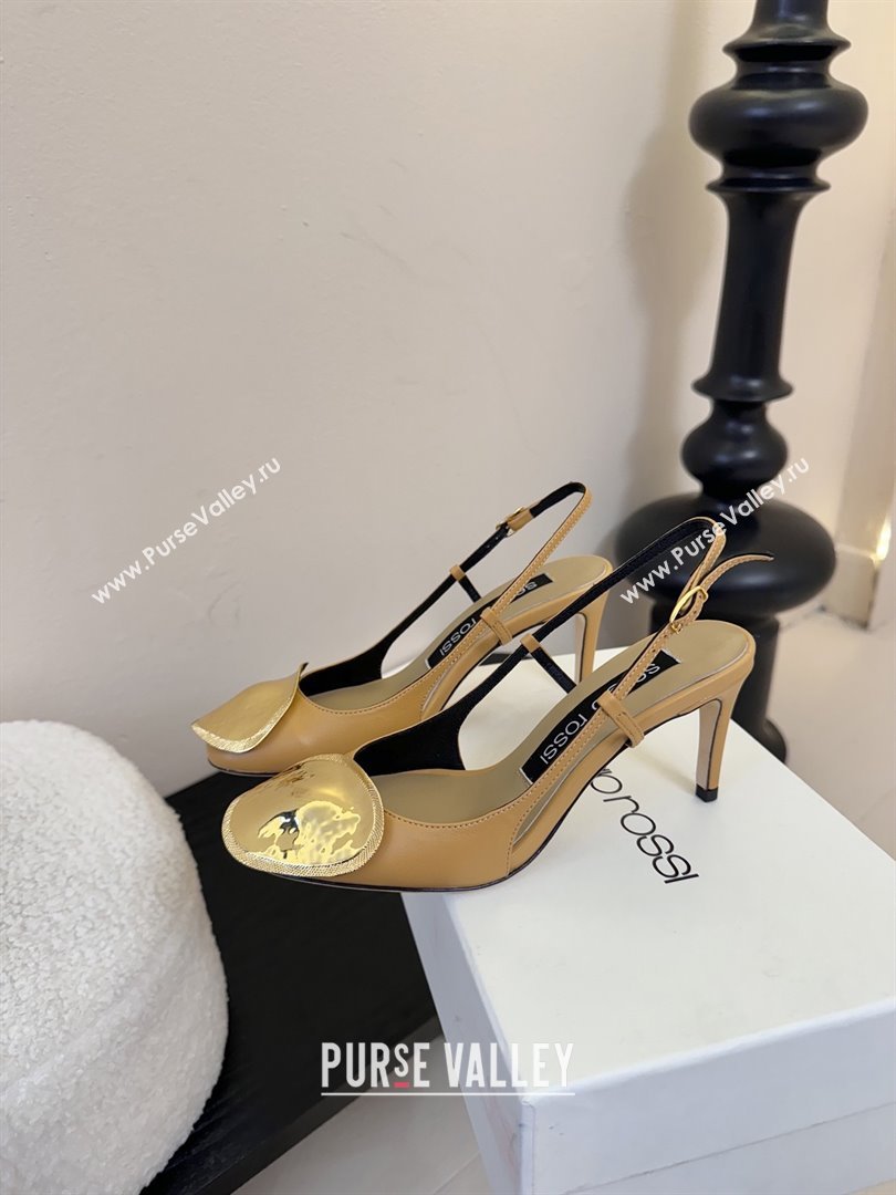 Sergio Rossi Lambskin Slingbacks Pumps 7.5cm Heel Beige 2025 (MD-25082005)