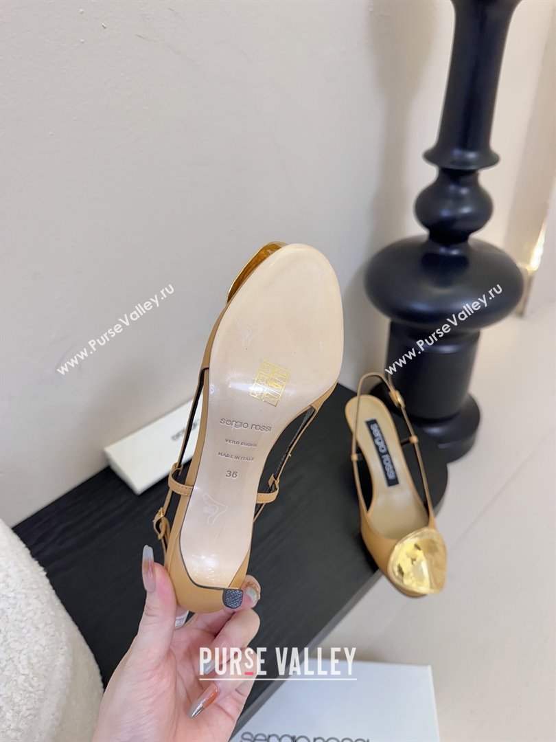 Sergio Rossi Lambskin Slingbacks Pumps 7.5cm Heel Beige 2025 (MD-25082005)