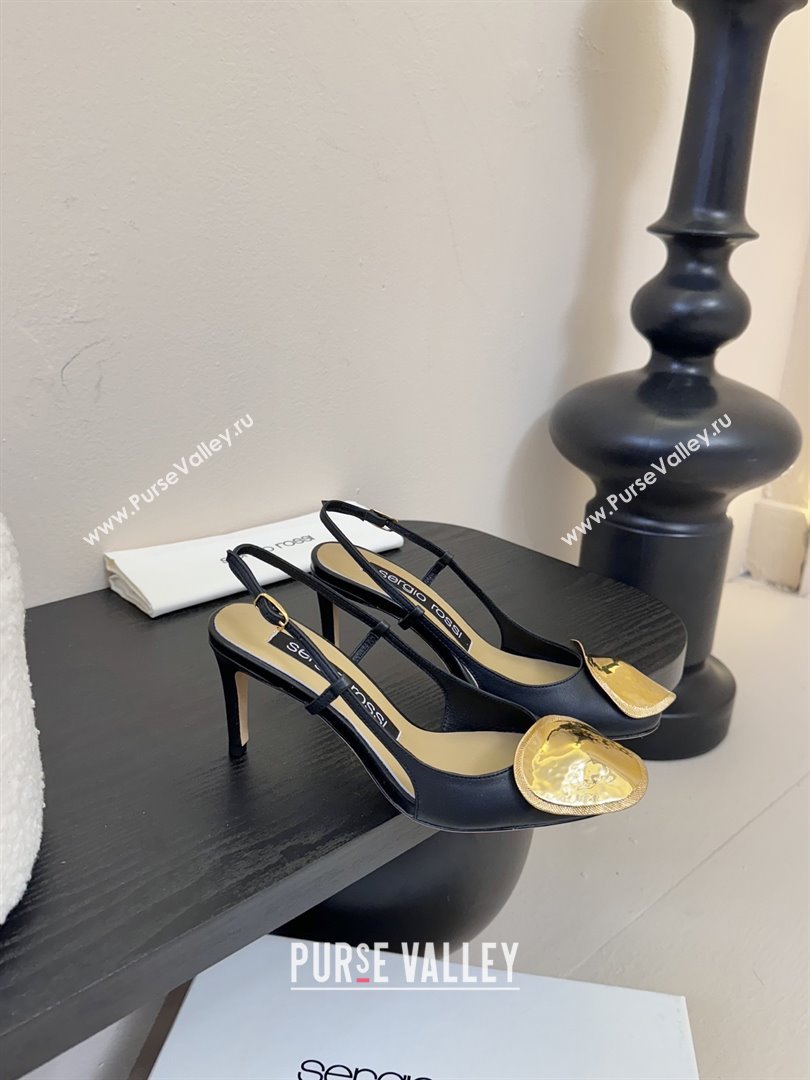 Sergio Rossi Lambskin Slingbacks Pumps 7.5cm Heel Black 2025 (MD-25082006)