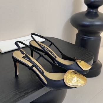 Sergio Rossi Lambskin Slingbacks Pumps 7.5cm Heel Black 2025 (MD-25082006)