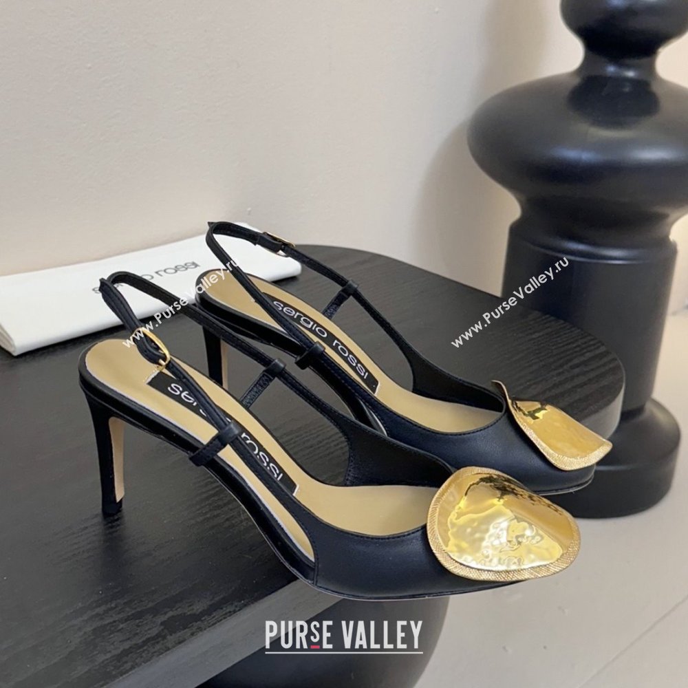 Sergio Rossi Lambskin Slingbacks Pumps 7.5cm Heel Black 2025 (MD-25082006)