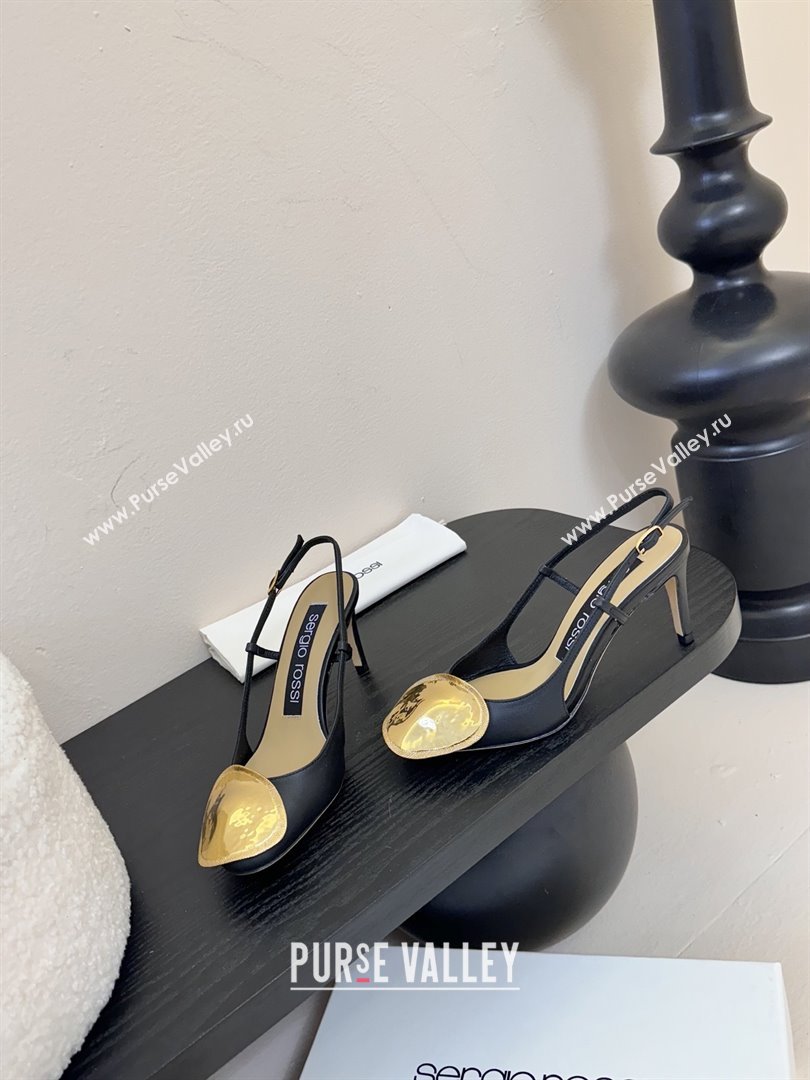 Sergio Rossi Lambskin Slingbacks Pumps 7.5cm Heel Black 2025 (MD-25082006)