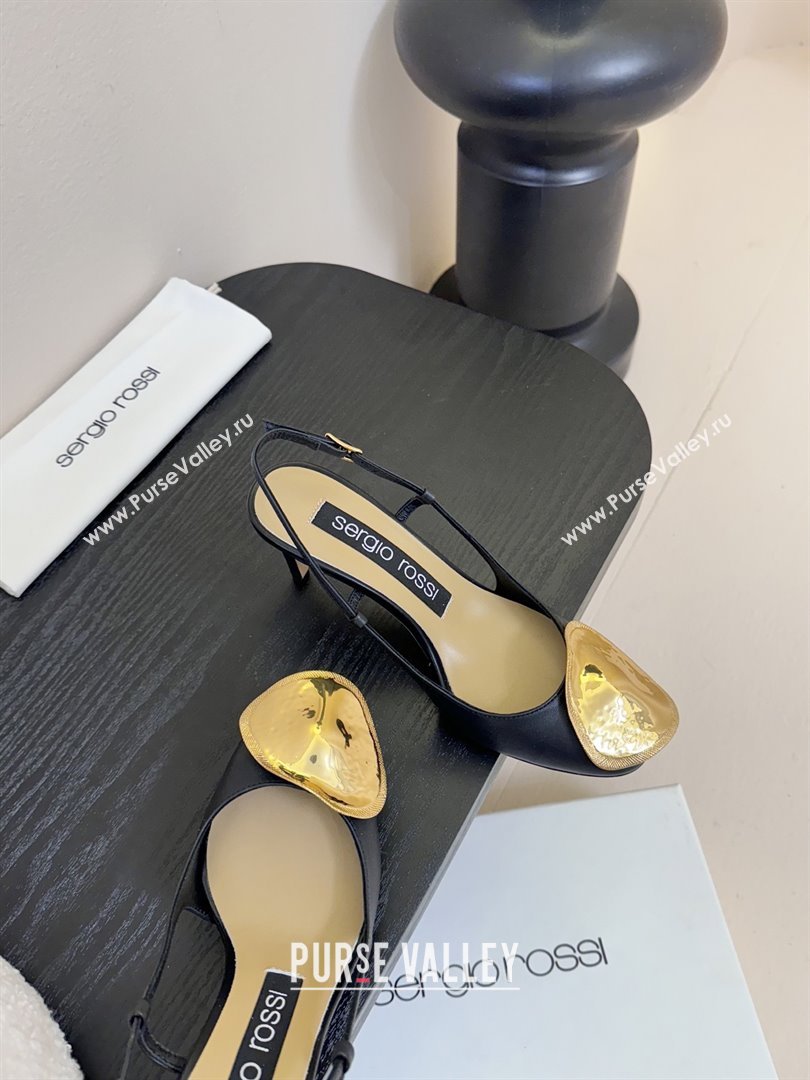 Sergio Rossi Lambskin Slingbacks Pumps 7.5cm Heel Black 2025 (MD-25082006)