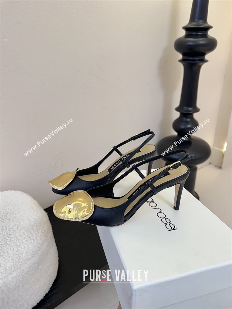 Sergio Rossi Lambskin Slingbacks Pumps 7.5cm Heel Black 2025 (MD-25082006)