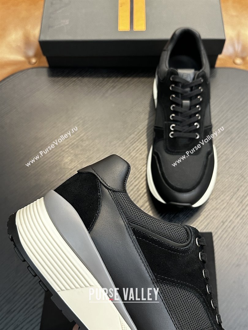 Zegna Mesh Calfskin Mens Sneakers Z81907 Black 2025 (SHH-25081916)