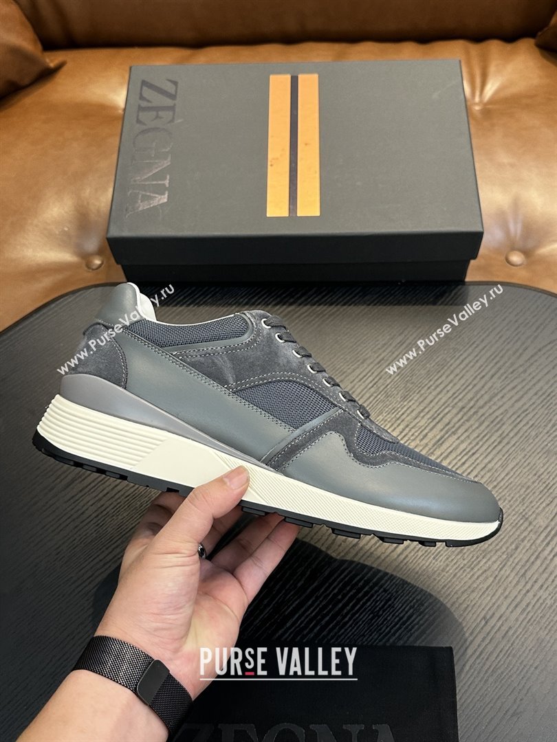 Zegna Mesh Calfskin Mens Sneakers Z81908 Grey 2025 (SHH-25081917)