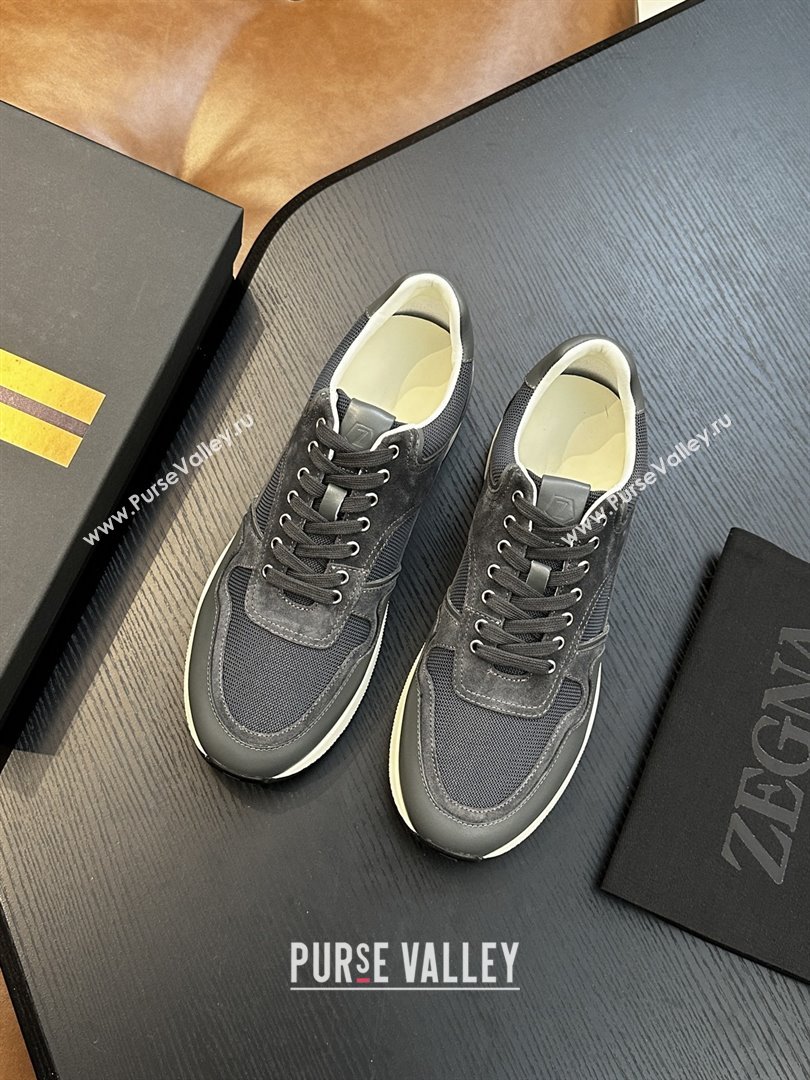 Zegna Mesh Calfskin Mens Sneakers Z81908 Grey 2025 (SHH-25081917)