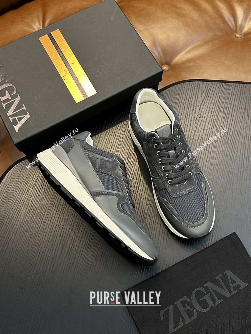 Zegna Mesh Calfskin Mens Sneakers Z81908 Grey 2025 (SHH-25081917)
