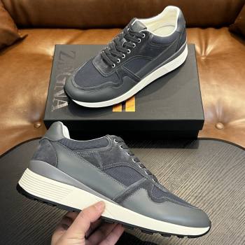 Zegna Mesh Calfskin Mens Sneakers Z81908 Grey 2025 (SHH-25081917)
