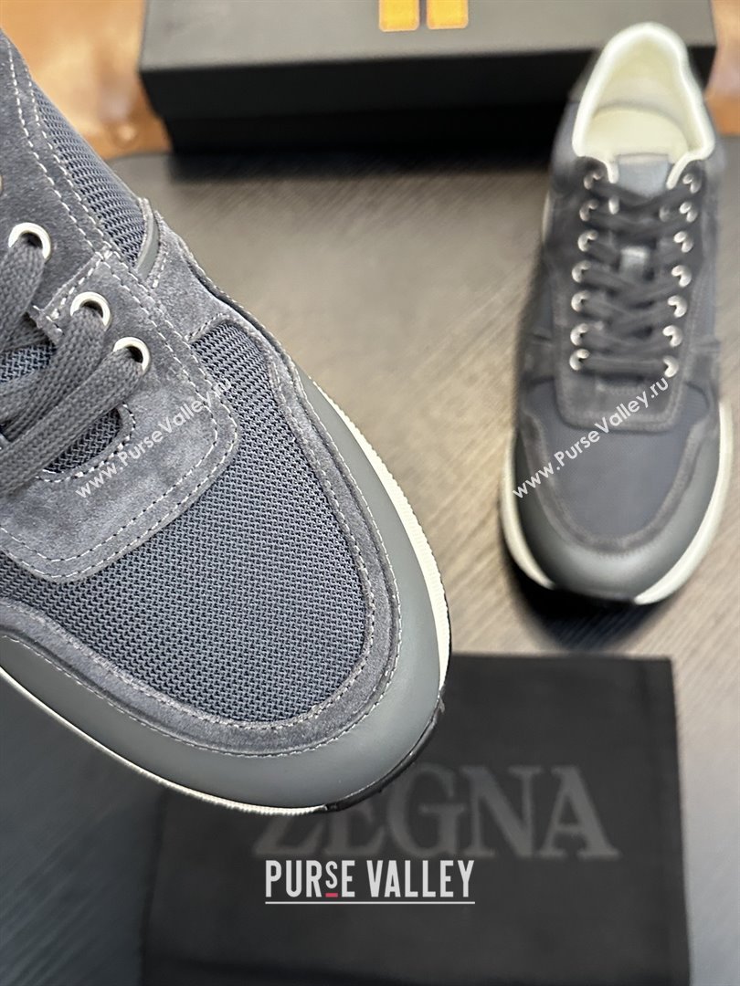 Zegna Mesh Calfskin Mens Sneakers Z81908 Grey 2025 (SHH-25081917)