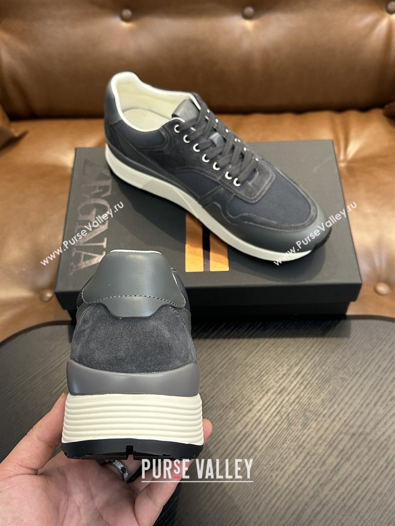 Zegna Mesh Calfskin Mens Sneakers Z81908 Grey 2025 (SHH-25081917)