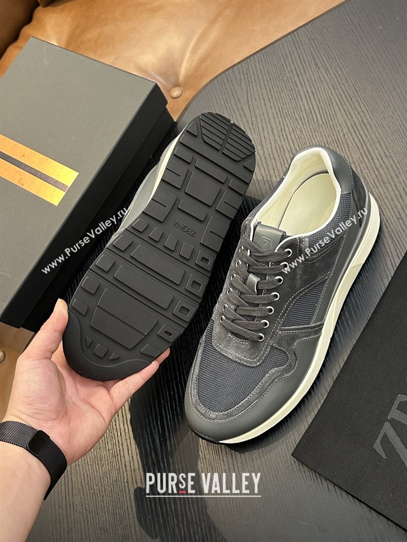 Zegna Mesh Calfskin Mens Sneakers Z81908 Grey 2025 (SHH-25081917)