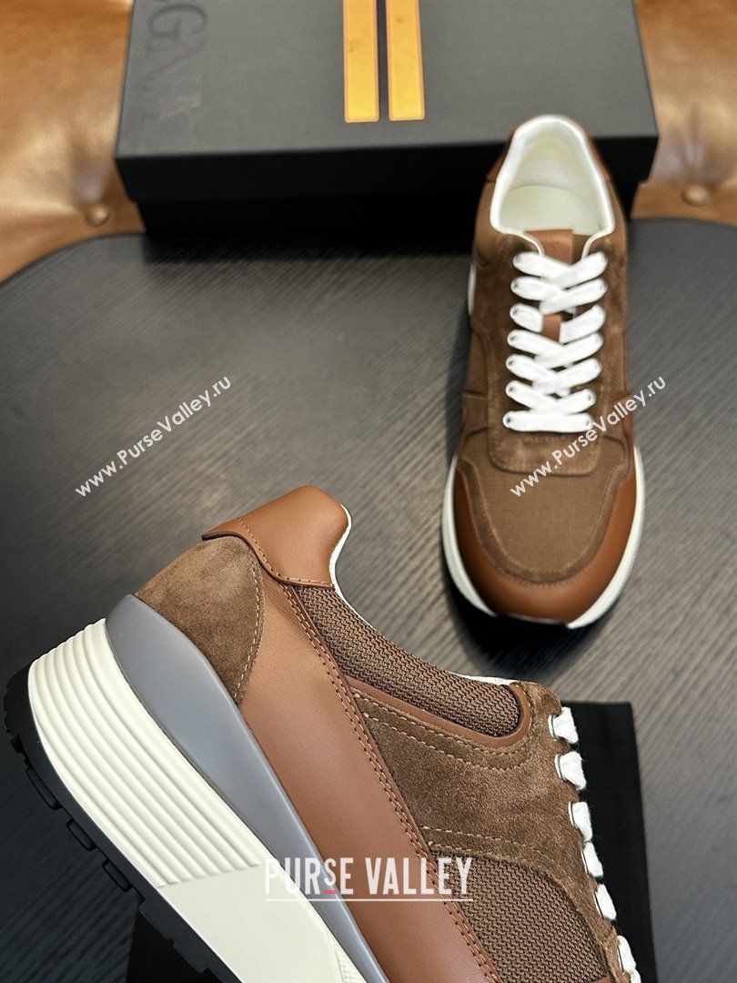 Zegna Mesh Calfskin Mens Sneakers Z81909 Brown 2025 (SHH-25081918)