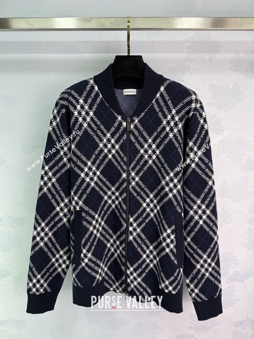Burberry Zipped Wool Cardigan B82108 Blue 2025 (Q-25082108)