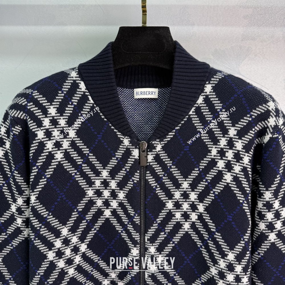 Burberry Zipped Wool Cardigan B82108 Blue 2025 (Q-25082108)