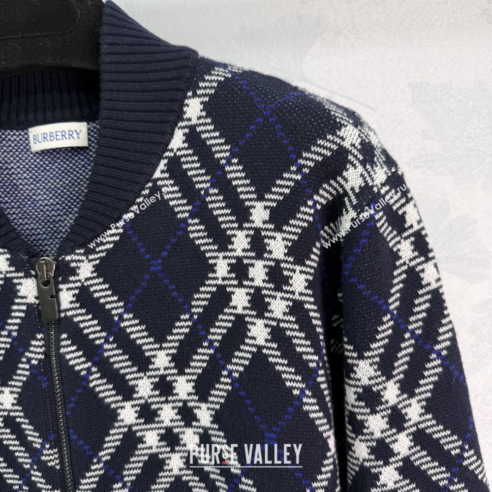 Burberry Zipped Wool Cardigan B82108 Blue 2025 (Q-25082108)
