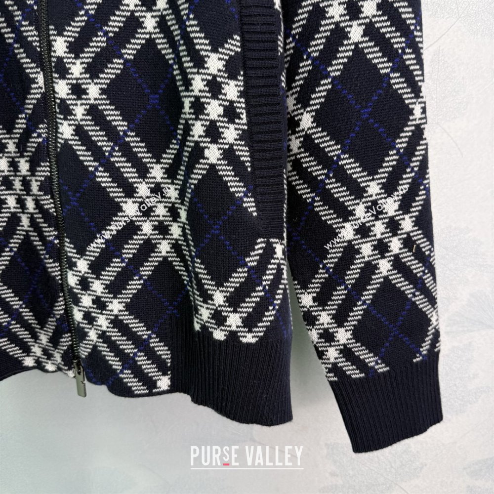 Burberry Zipped Wool Cardigan B82108 Blue 2025 (Q-25082108)