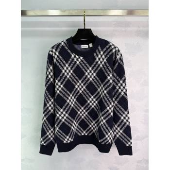 Burberry Zipped Wool Sweater B82109 Blue 2025 (Q-25082109)