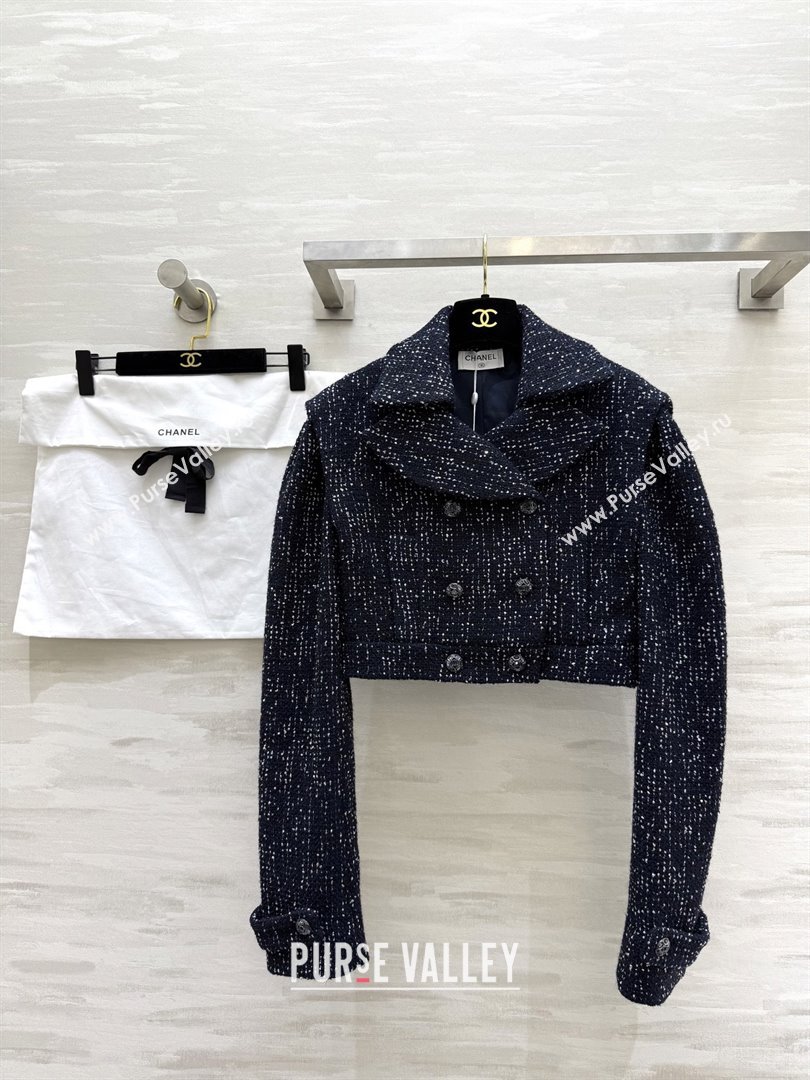 Chanel Tweed Sequins Jacket CH82129 Blue 2025 (Q-25082129)