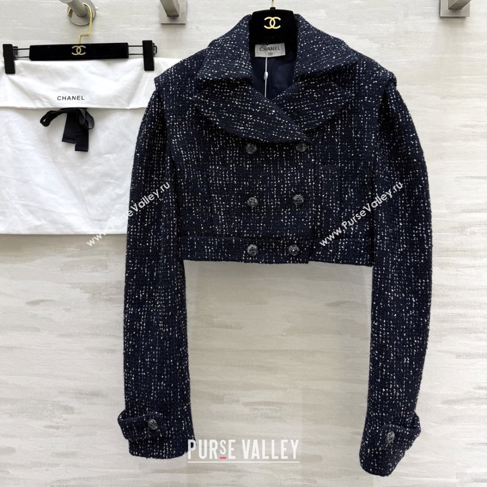 Chanel Tweed Sequins Jacket CH82129 Blue 2025 (Q-25082129)