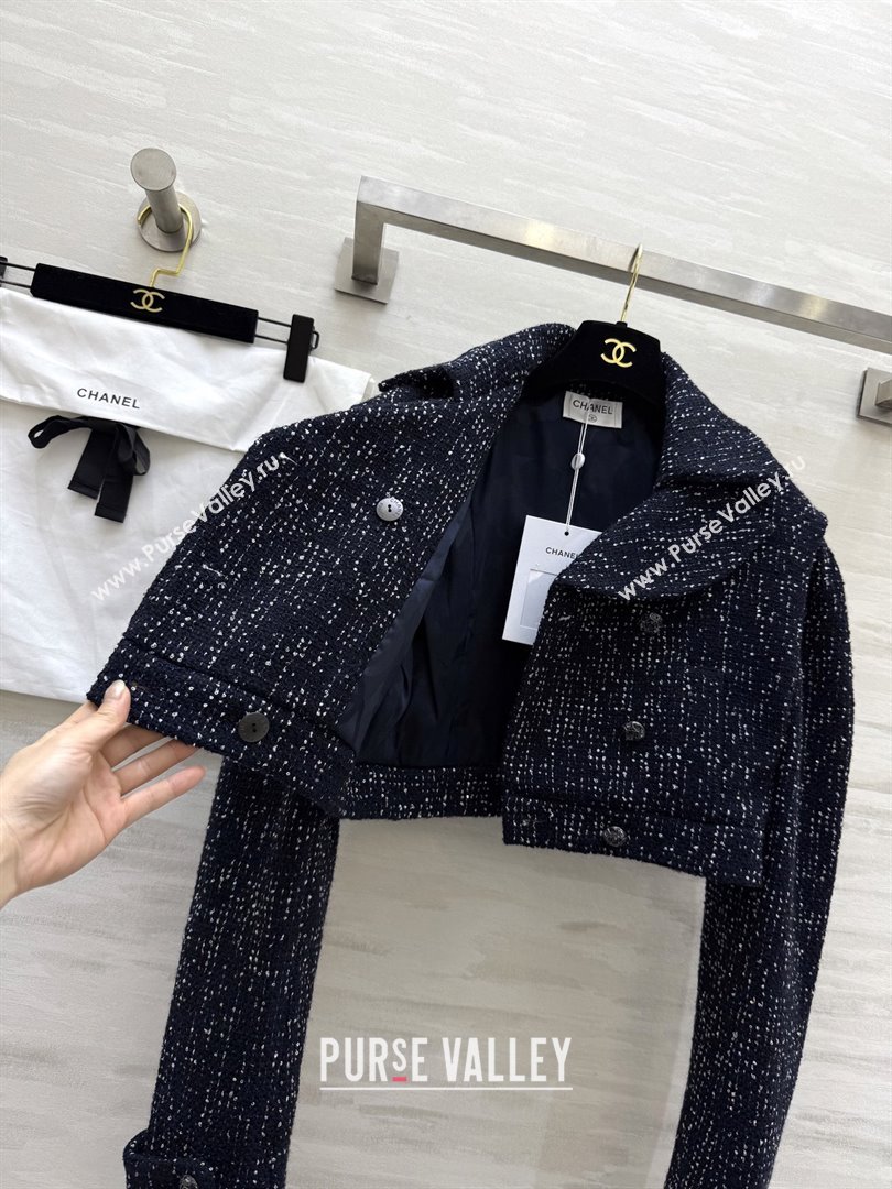 Chanel Tweed Sequins Jacket CH82129 Blue 2025 (Q-25082129)