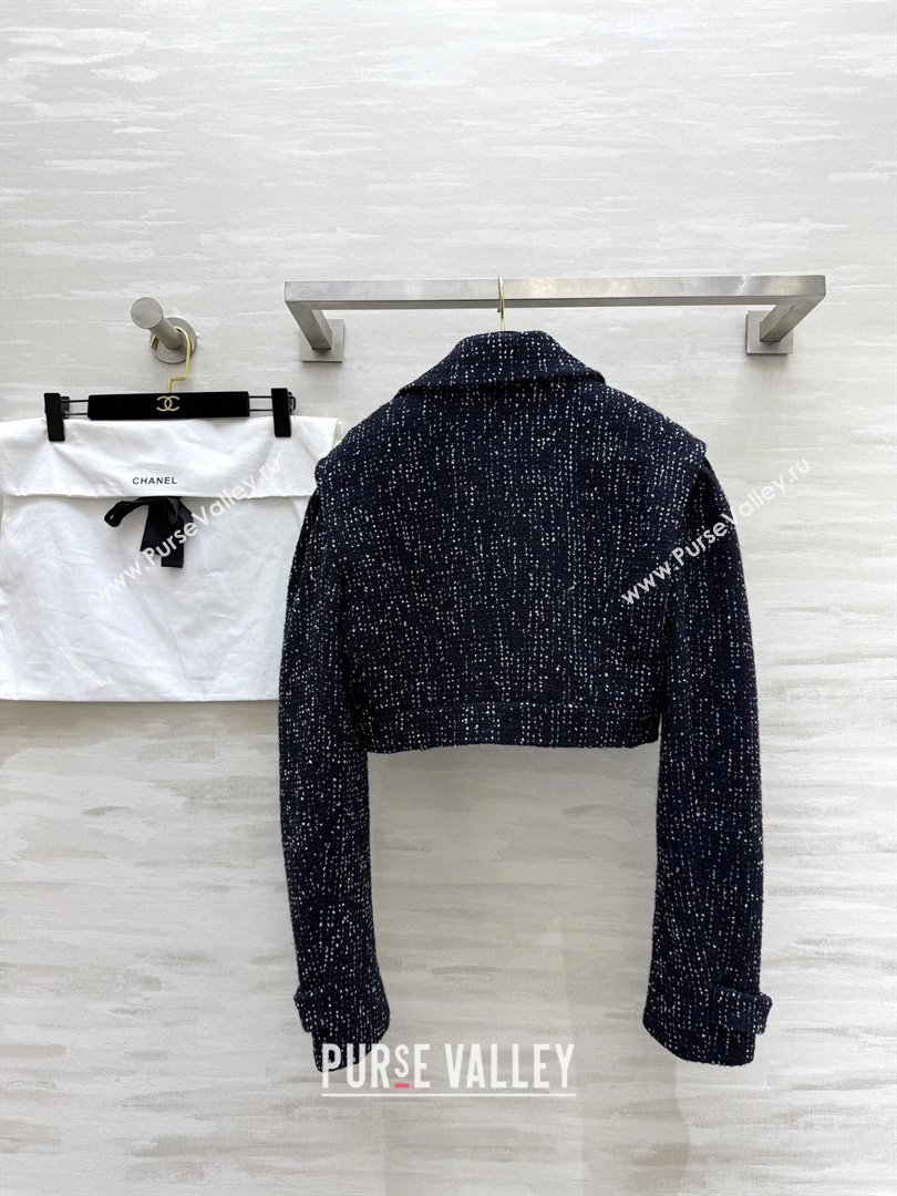 Chanel Tweed Sequins Jacket CH82129 Blue 2025 (Q-25082129)