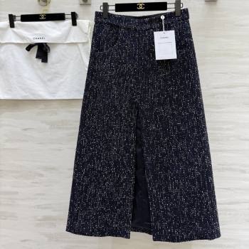 Chanel Tweed Sequins Skirt CH82130 Blue 2025 (Q-25082130)