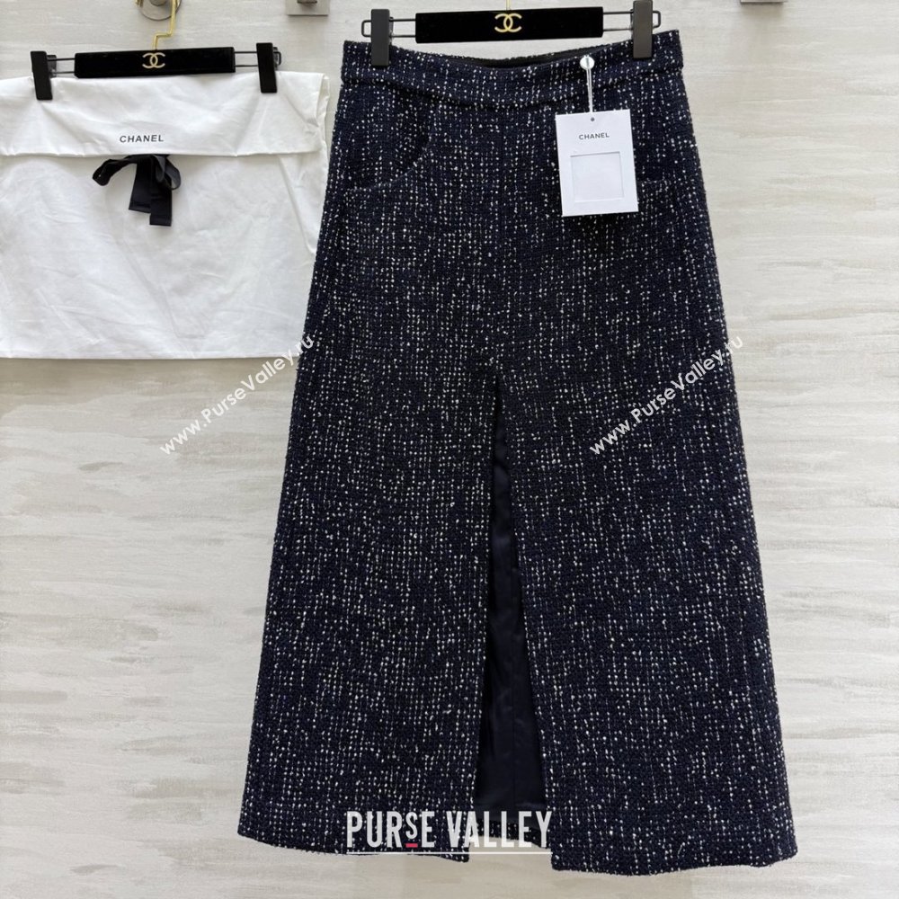 Chanel Tweed Sequins Skirt CH82130 Blue 2025 (Q-25082130)