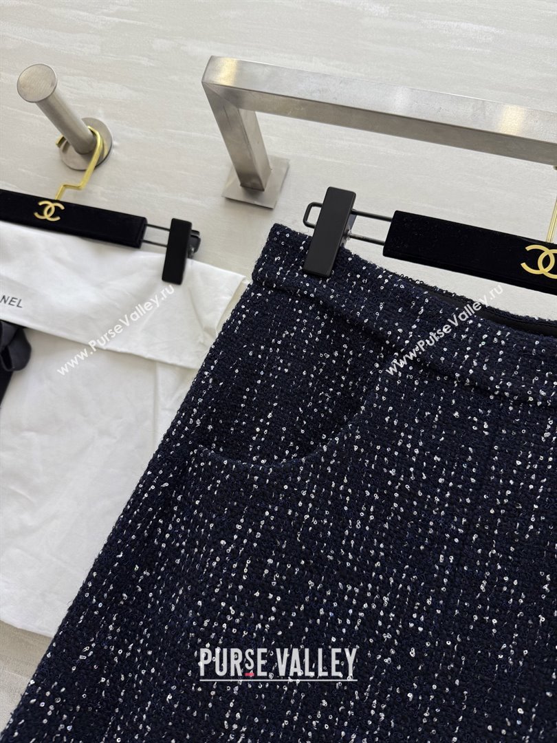 Chanel Tweed Sequins Skirt CH82130 Blue 2025 (Q-25082130)
