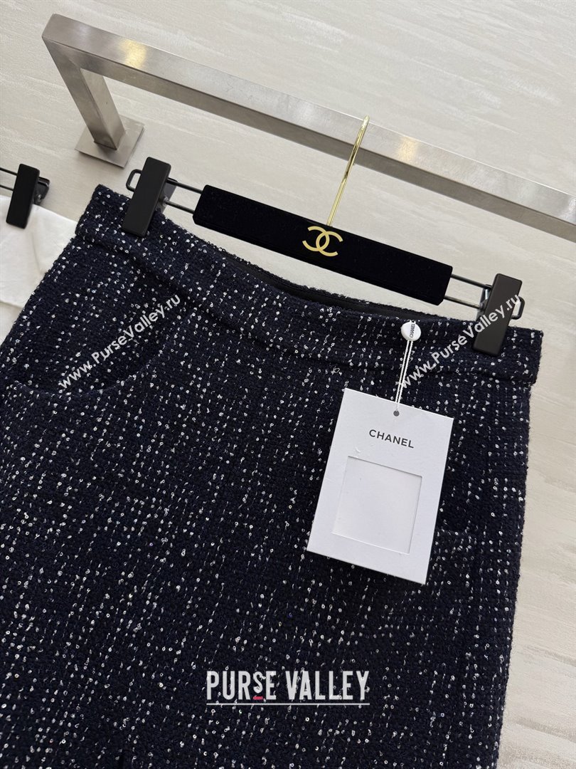Chanel Tweed Sequins Skirt CH82130 Blue 2025 (Q-25082130)