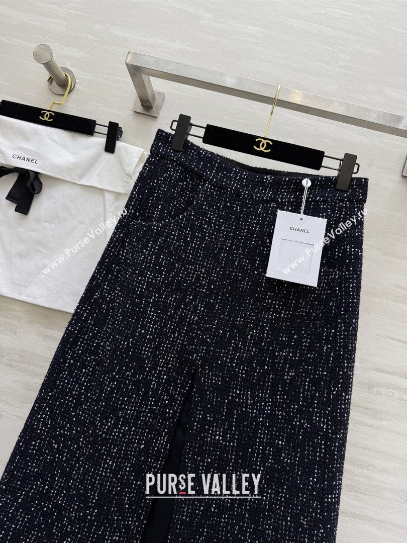 Chanel Tweed Sequins Skirt CH82130 Blue 2025 (Q-25082130)