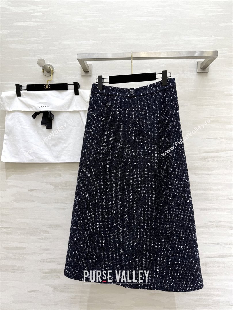 Chanel Tweed Sequins Skirt CH82130 Blue 2025 (Q-25082130)