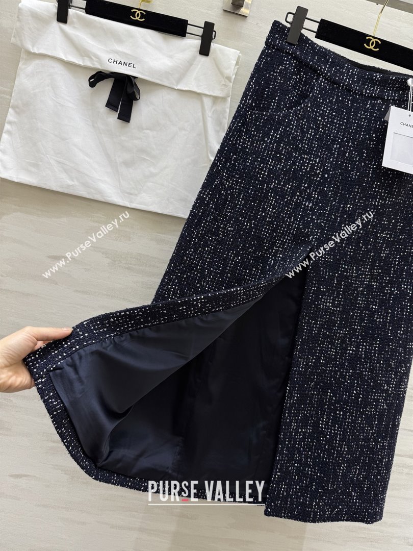 Chanel Tweed Sequins Skirt CH82130 Blue 2025 (Q-25082130)