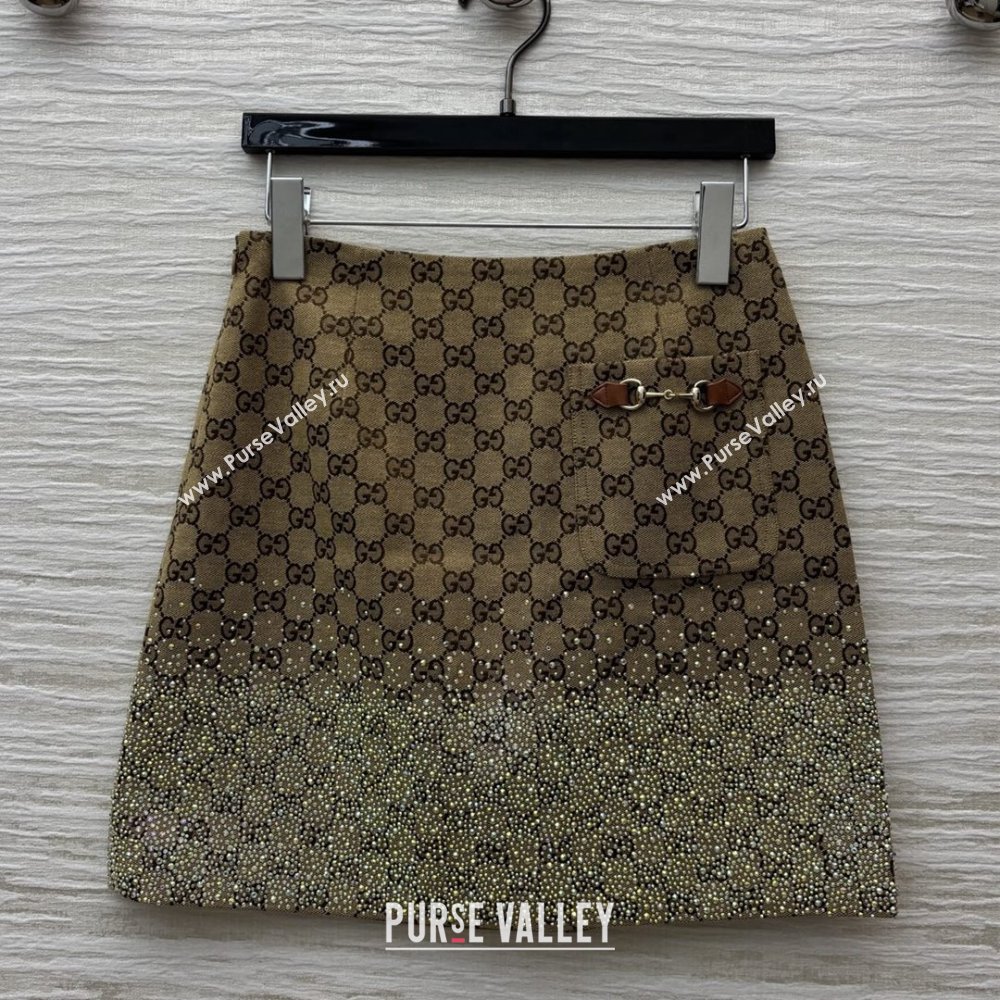 Gucci GG Skirt with Crystals G82137 Brown 2025 (Q-25082137)