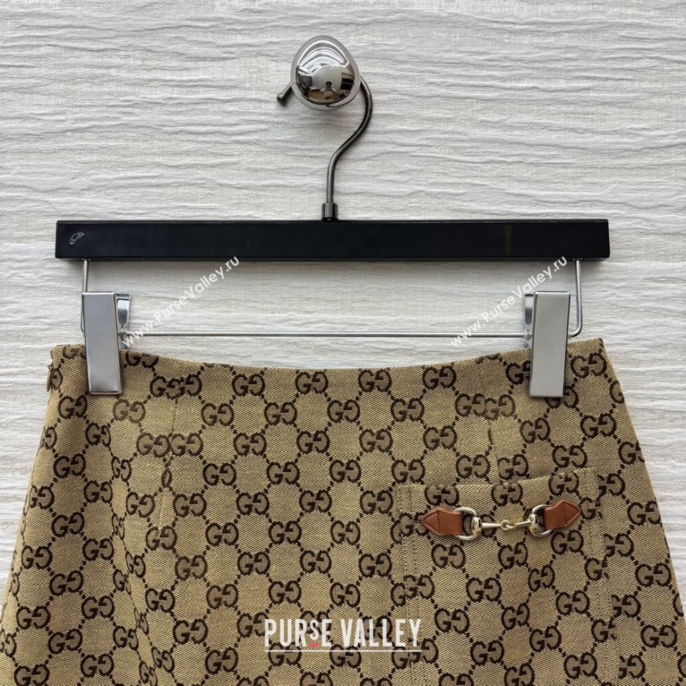 Gucci GG Skirt with Crystals G82137 Brown 2025 (Q-25082137)