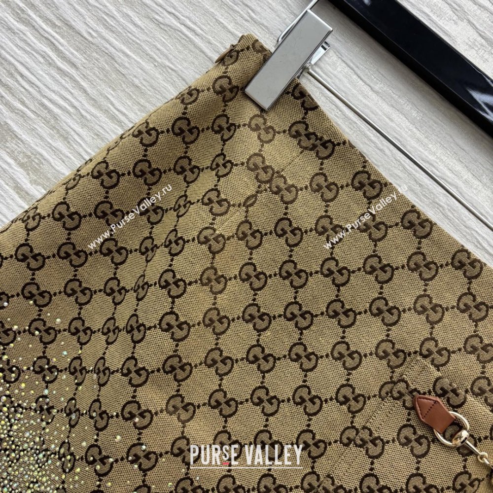 Gucci GG Skirt with Crystals G82137 Brown 2025 (Q-25082137)