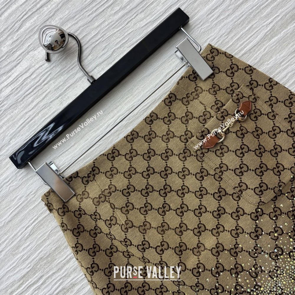 Gucci GG Skirt with Crystals G82137 Brown 2025 (Q-25082137)