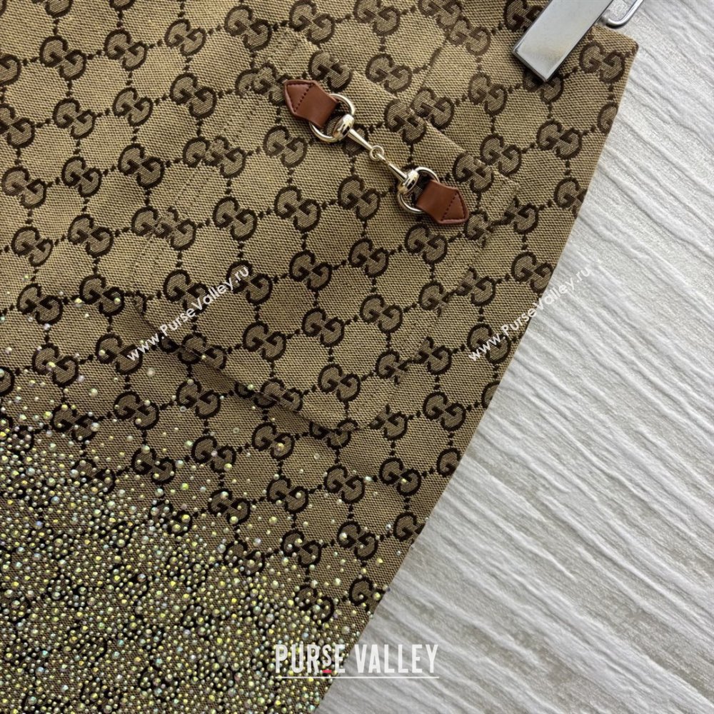 Gucci GG Skirt with Crystals G82137 Brown 2025 (Q-25082137)