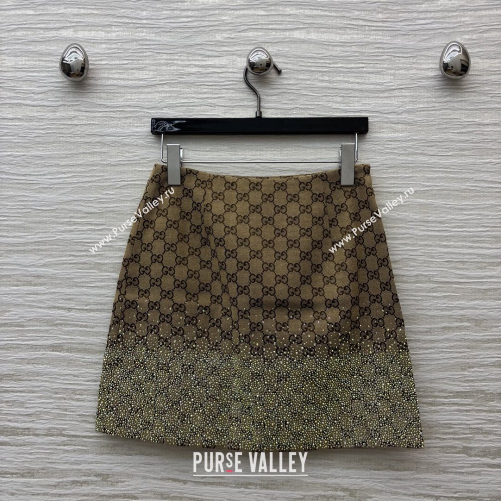 Gucci GG Skirt with Crystals G82137 Brown 2025 (Q-25082137)