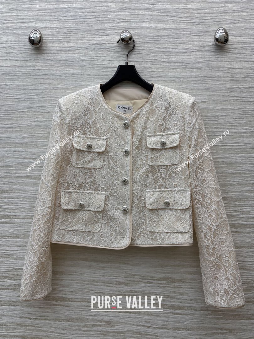 Chanel Lace Jacket CH82140 Beige/White 2025 (Q-25082140)