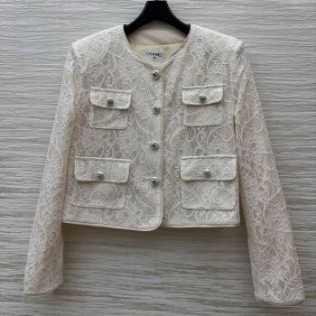 Chanel Lace Jacket CH82140 Beige/White 2025 (Q-25082140)