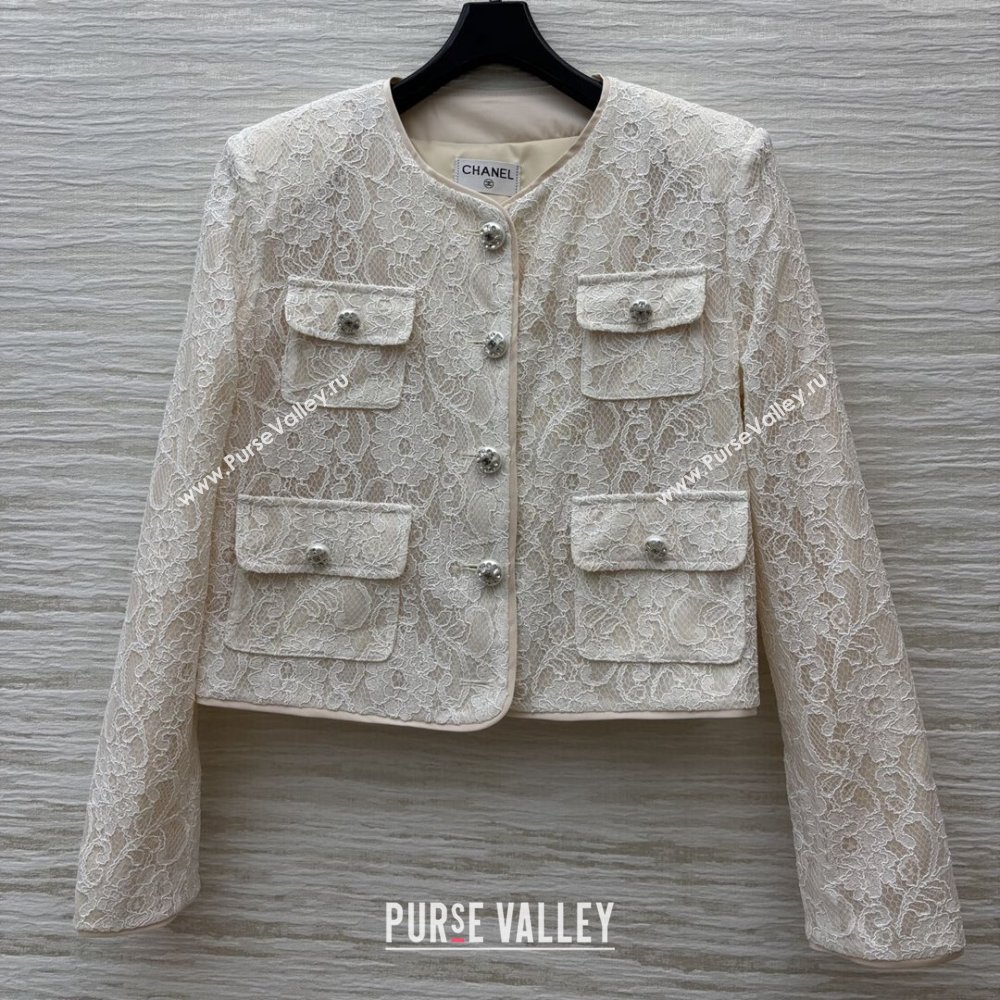 Chanel Lace Jacket CH82140 Beige/White 2025 (Q-25082140)